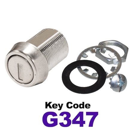 Global RV SS Compartment Lock, Cam/Blade Style, 7/8in Threaded Barrel, Blades not Included, Keyed to G347 CLB-347-78-SS